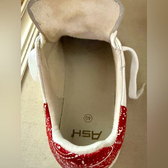 ASH White leather lace up platform sneakers with red banana detail - 40 - Picture 6 of 10